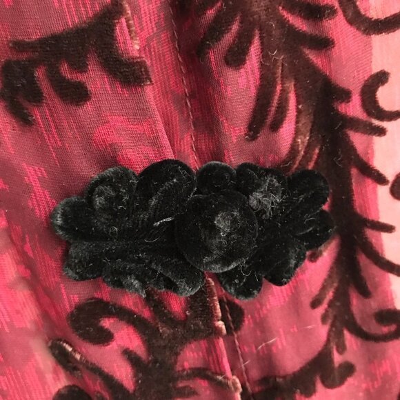 Anis.A Red Silk Burnout Velvet Blouse Asian Inspired Size 1XL - Picture 7 of 8